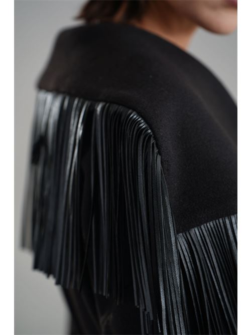 Cappotto con frange Love To Love by Gai Mattiolo | LV2152NERO